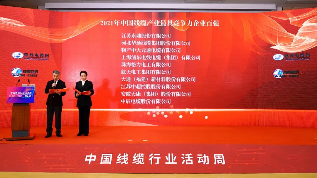 KU体育金太阳重磅！“2021年度中国线缆产业最具竞争力企业”百强榜单正式发布！(图4)