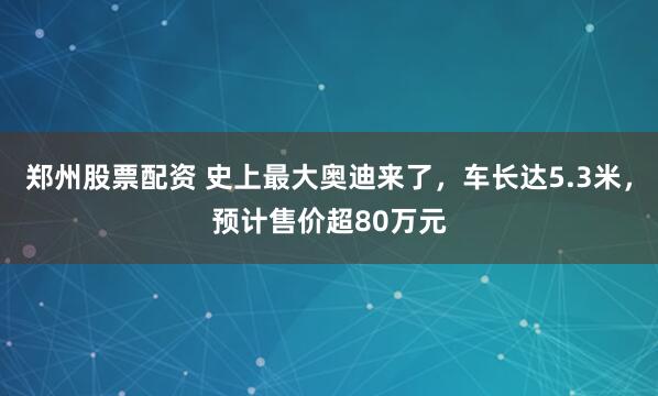 郑州股票配资 史上最大奥迪来了，车长达5.3米，预计售价超80万元